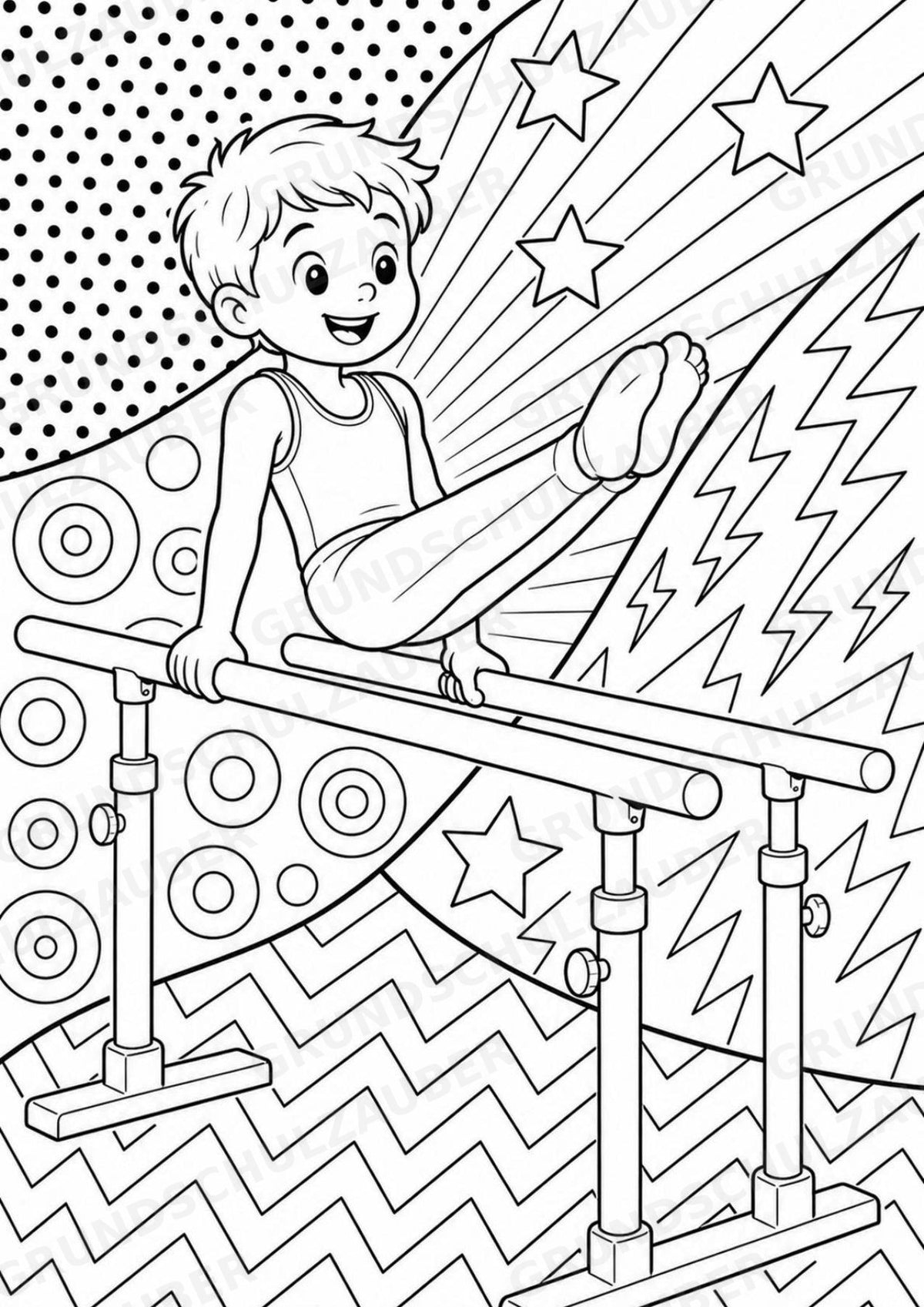 Turnen POP Art Ausmalbilder 15 Malvorlagen – Materialseite 8