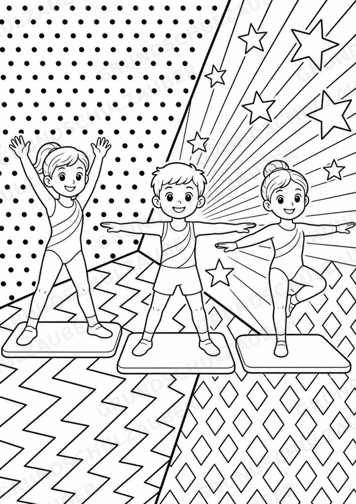 Turnen POP Art Ausmalbilder 15 Malvorlagen – Materialseite 12