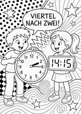 Uhrzeit POP Art Ausmalbilder 15 Malvorlagen – Materialseite 4