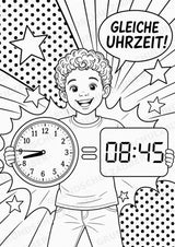 Uhrzeit POP Art Ausmalbilder 15 Malvorlagen – Materialseite 12