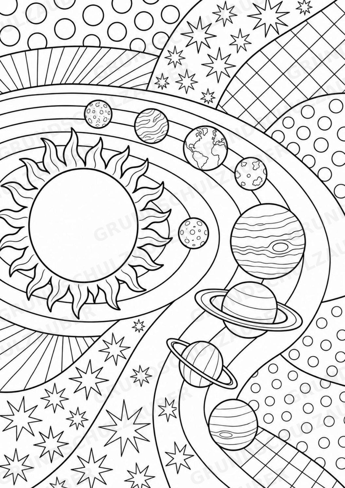 Universum POP Art Ausmalbilder 15 Malvorlagen – Materialseite 3
