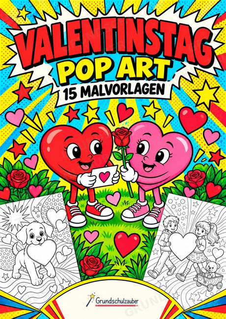Valentinstag POP Art Ausmalbilder 15 Malvorlagen – Cover