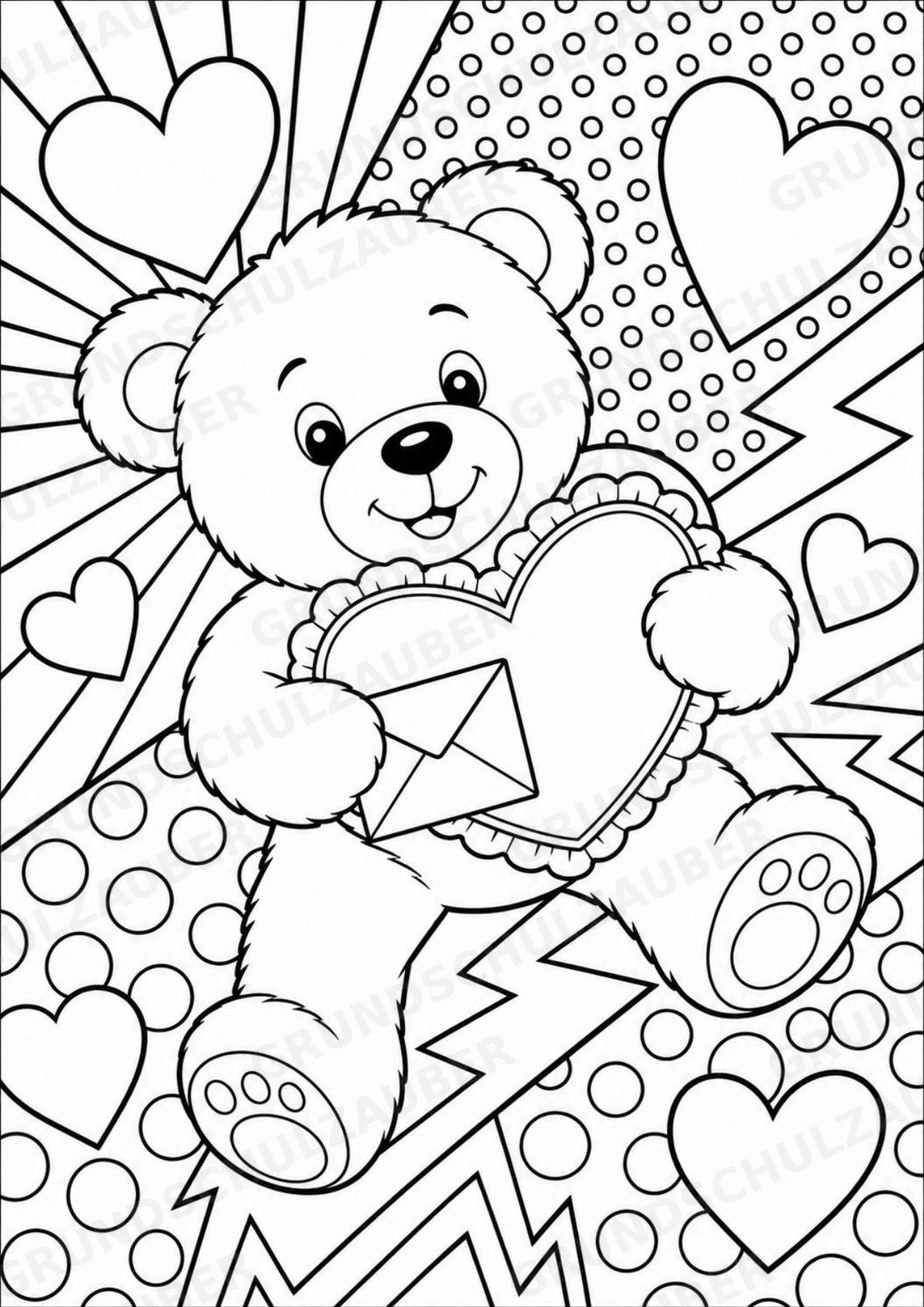 Valentinstag POP Art Ausmalbilder 15 Malvorlagen – Materialseite 4
