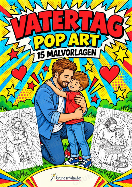Vatertag POP Art Ausmalbilder 15 Malvorlagen – Cover