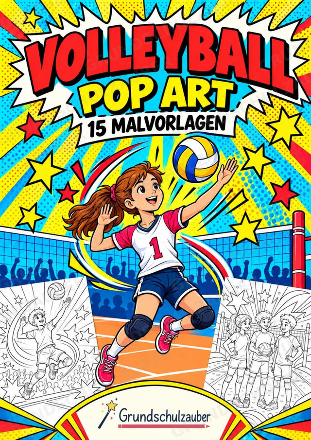 Volleyball POP Art Ausmalbilder 15 Malvorlagen – Cover
