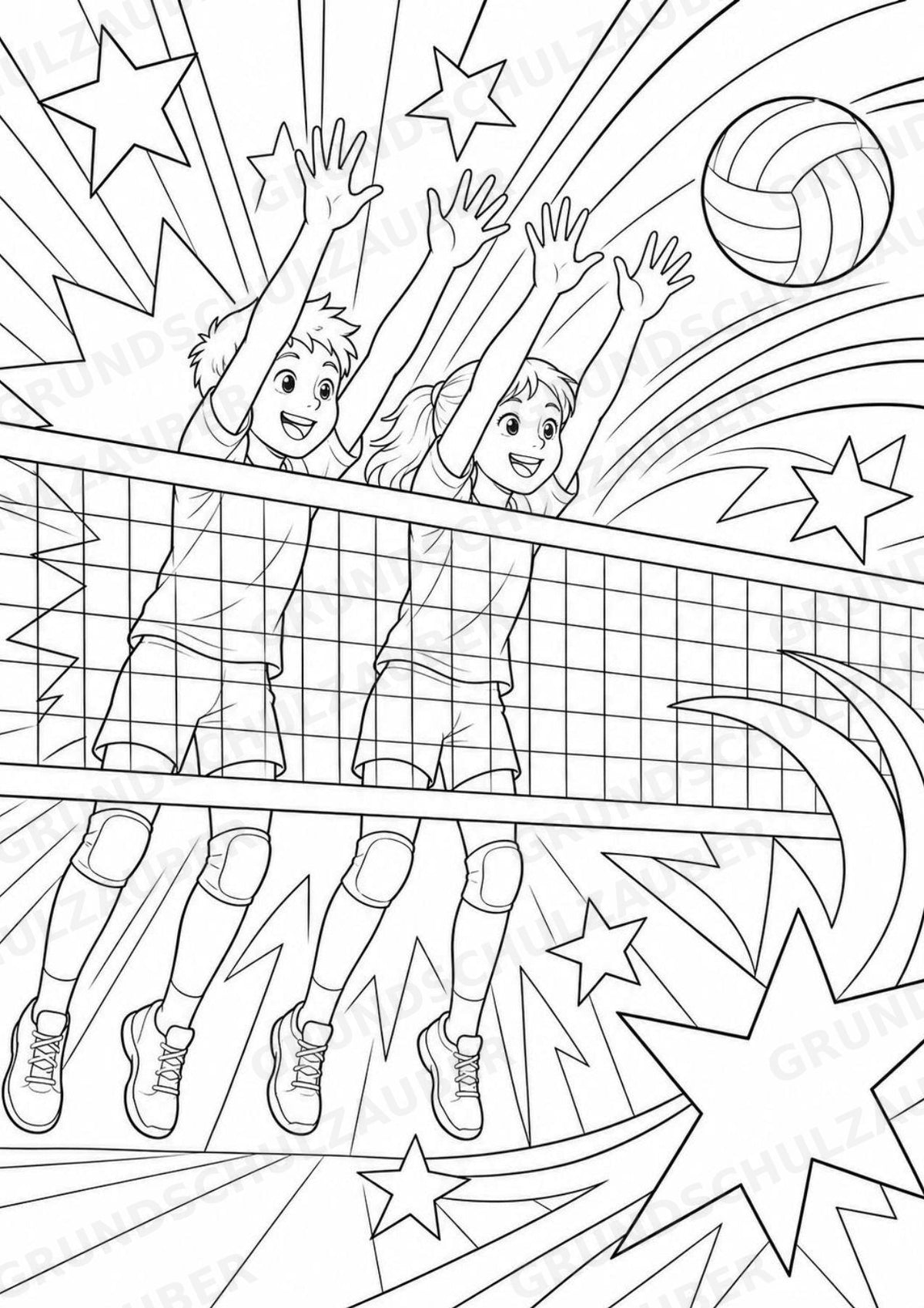 Volleyball POP Art Ausmalbilder 15 Malvorlagen – Materialseite 4