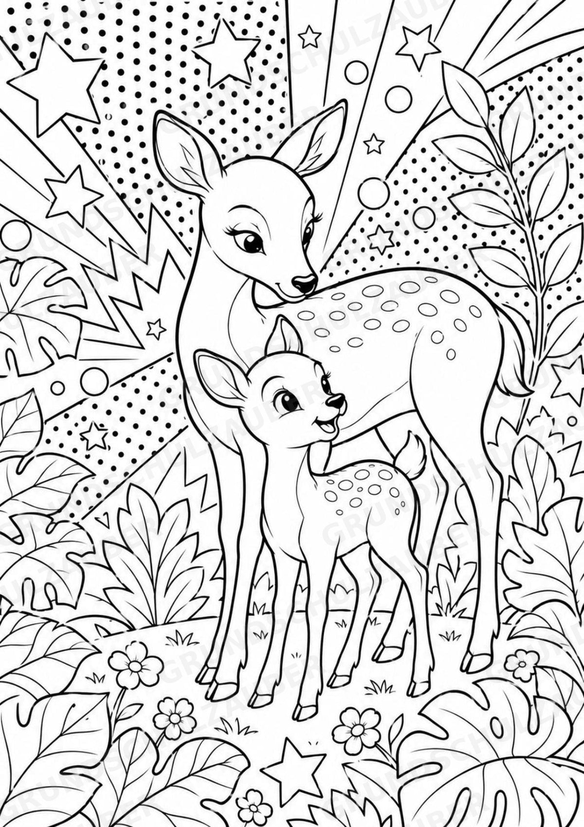 Waldtiere POP Art Ausmalbilder 15 Malvorlagen – Materialseite 3