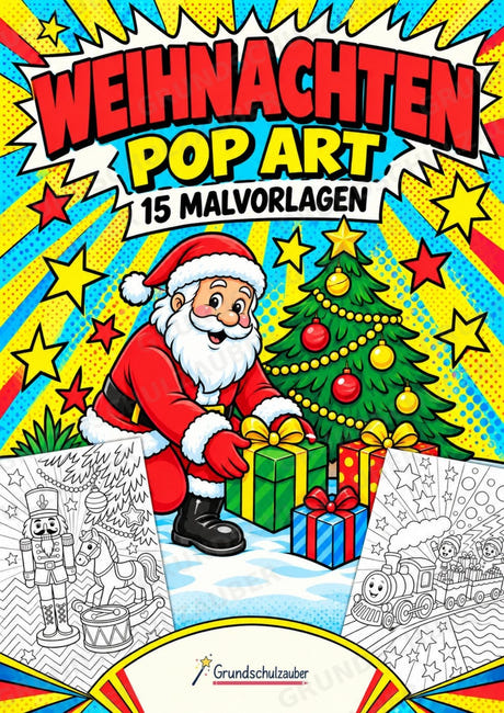 Weihnachten POP Art Ausmalbilder 15 Malvorlagen – Cover
