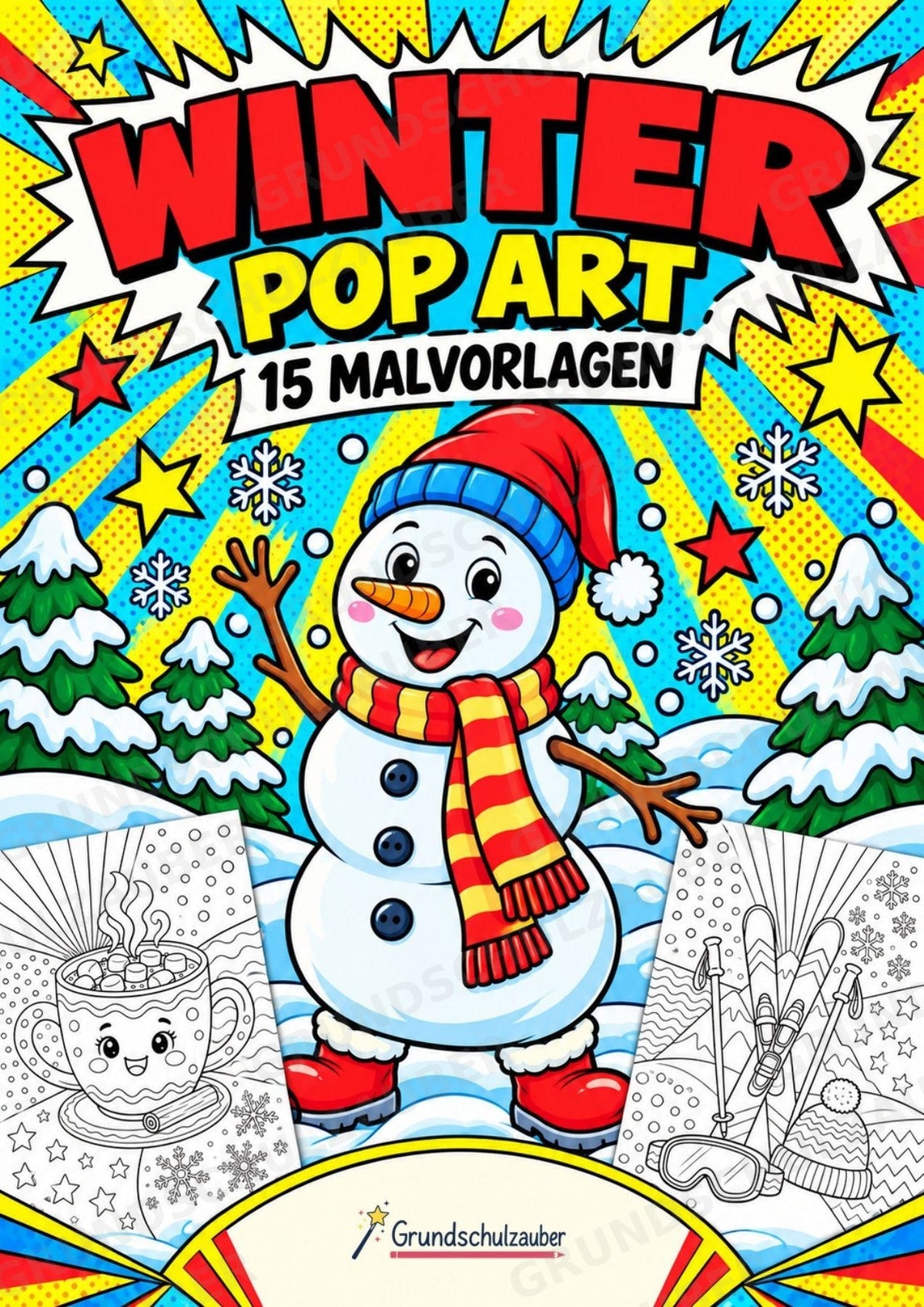 Winter POP Art Ausmalbilder 15 Malvorlagen – Cover