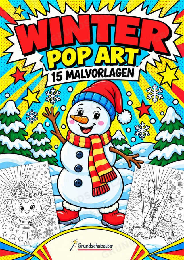 Winter POP Art Ausmalbilder 15 Malvorlagen – Cover