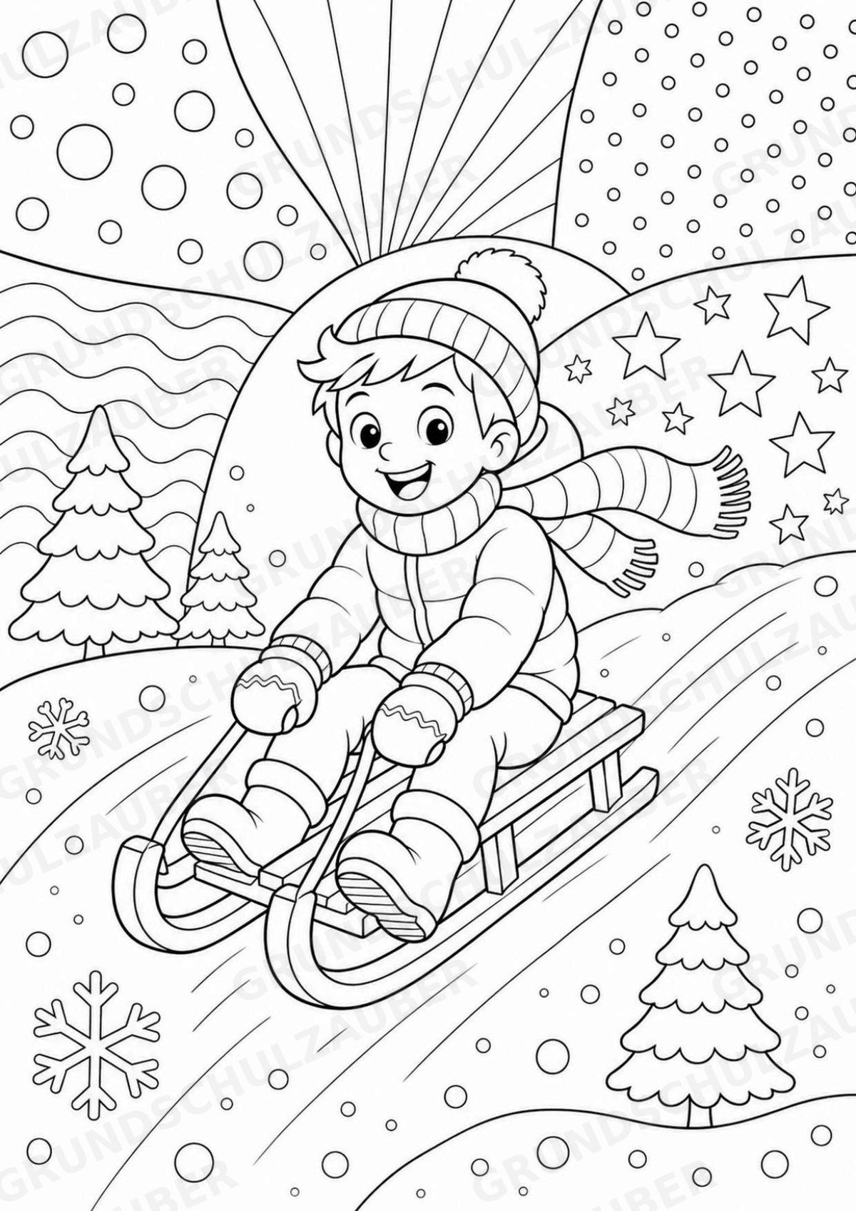 Winter POP Art Ausmalbilder 15 Malvorlagen – Materialseite 3