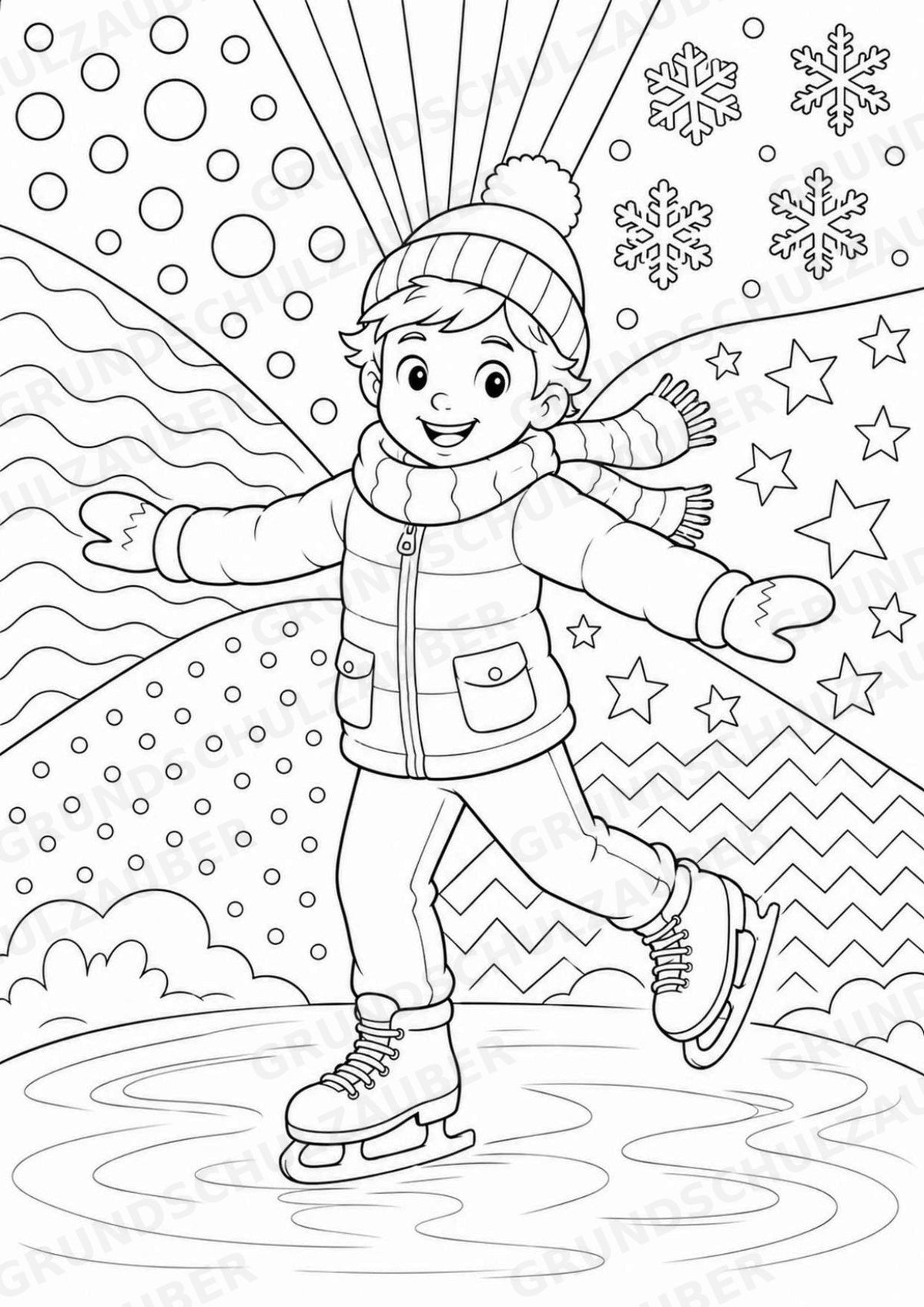 Winter POP Art Ausmalbilder 15 Malvorlagen – Materialseite 8