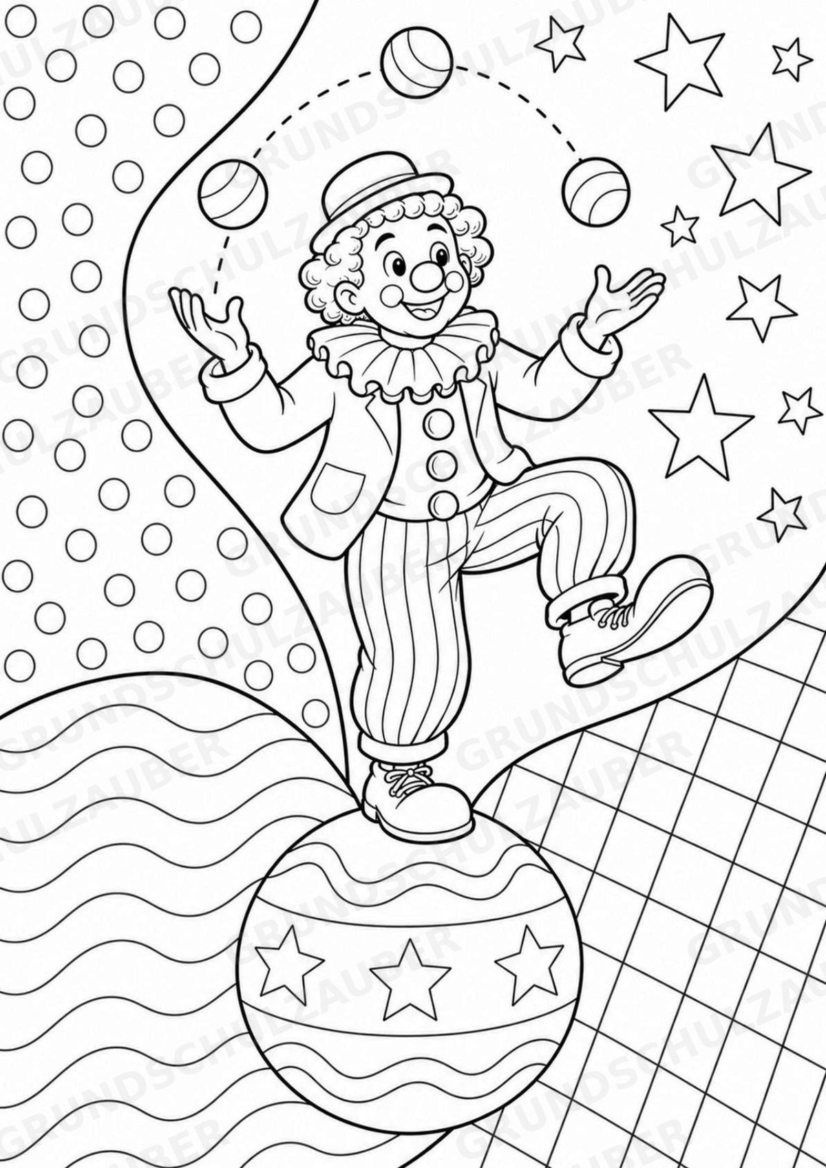 Zirkus POP Art Ausmalbilder 15 Malvorlagen – Materialseite 3