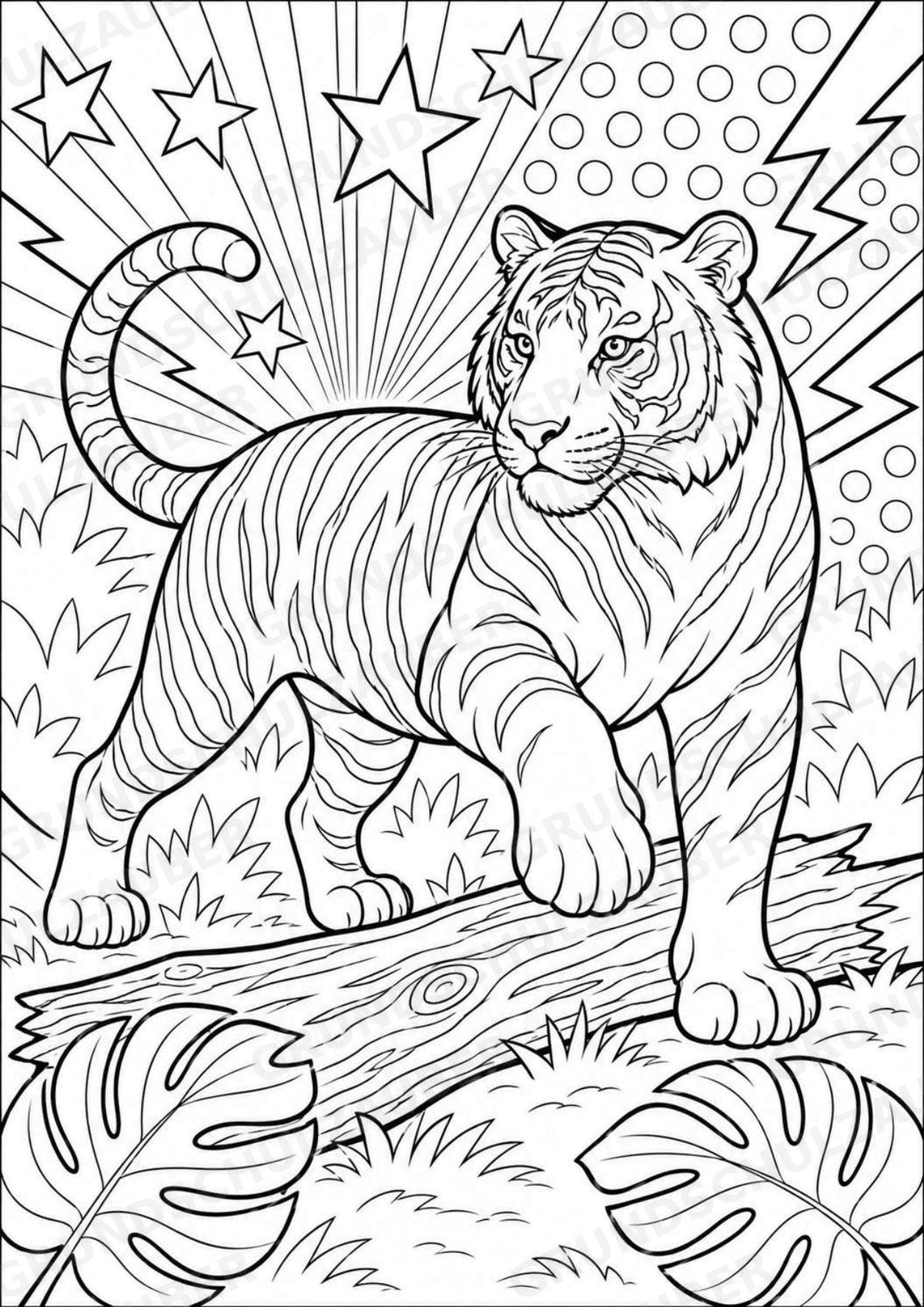 Zootiere POP Art Ausmalbilder 15 Malvorlagen – Materialseite 12