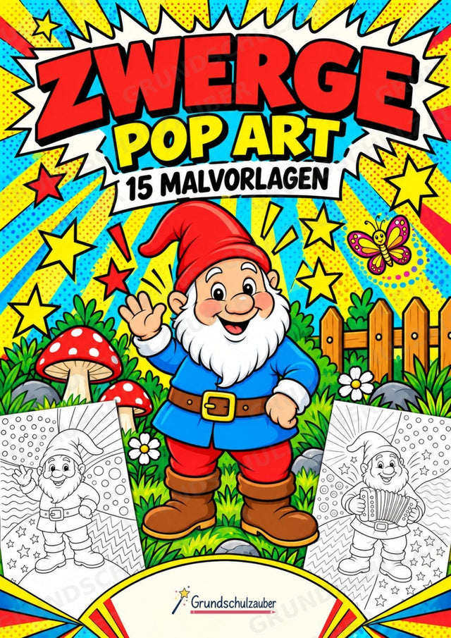 Zwerge POP Art Ausmalbilder 15 Malvorlagen – Cover