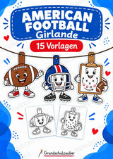 American Football Girlande Fensterdeko Basteln Ausmalbild Ausschneiden 15 Vorlagen – Cover
