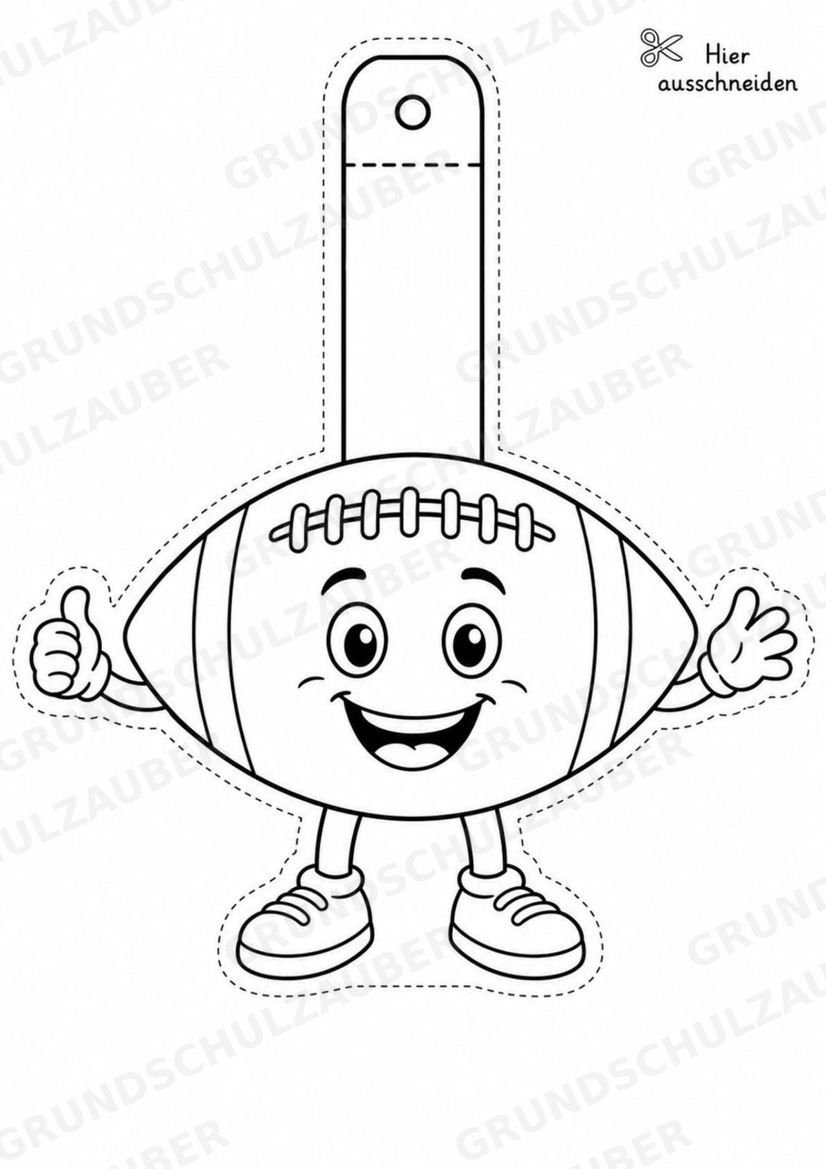 American Football Girlande Fensterdeko Basteln Ausmalbild Ausschneiden 15 Vorlagen – Materialseite 2