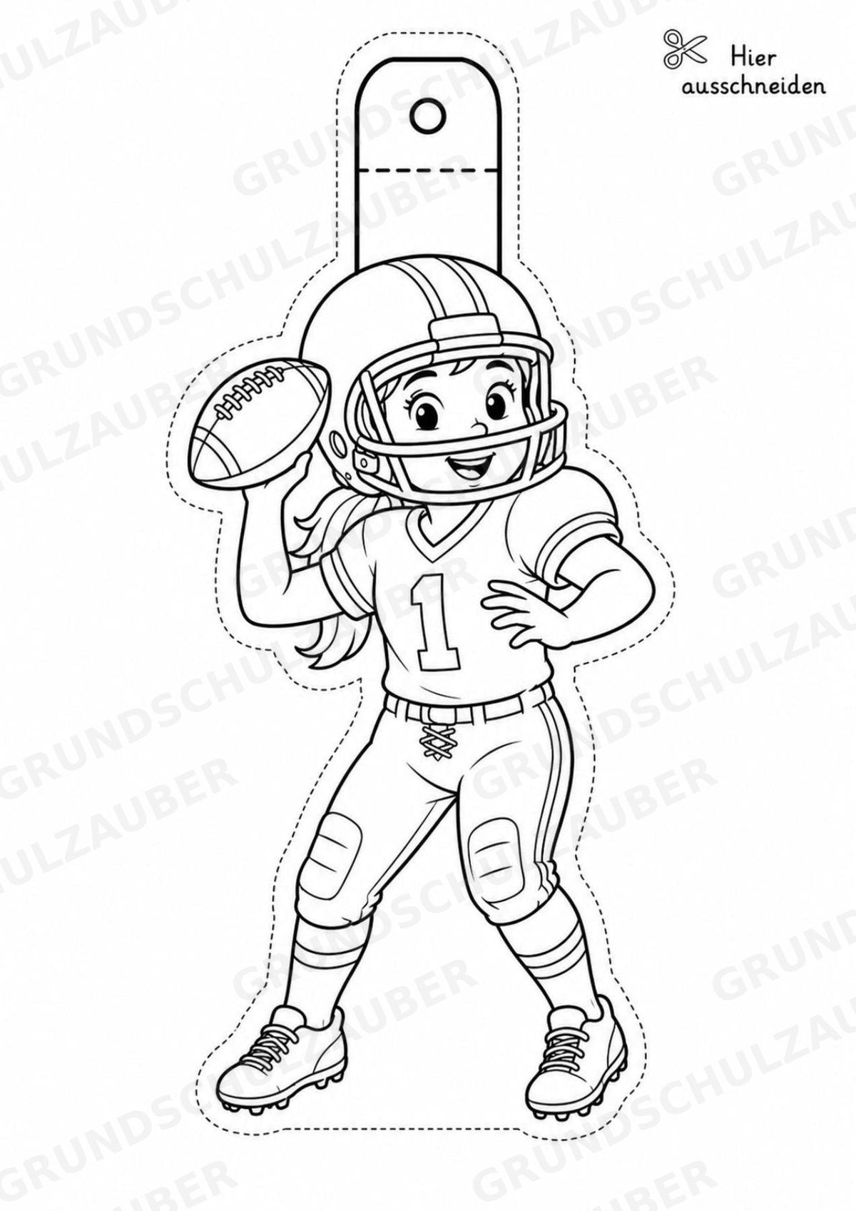 American Football Girlande Fensterdeko Basteln Ausmalbild Ausschneiden 15 Vorlagen – Materialseite 4