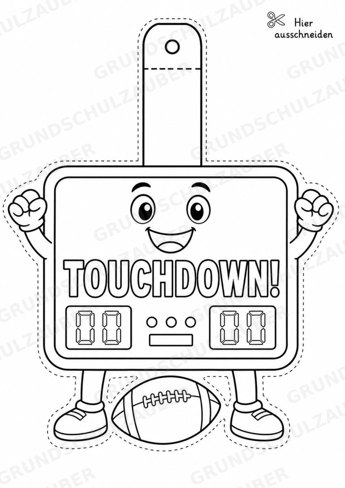American Football Girlande Fensterdeko Basteln Ausmalbild Ausschneiden 15 Vorlagen – Materialseite 11