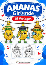 Ananas Girlande Fensterdeko Basteln Ausmalbild Ausschneiden 15 Vorlagen – Cover