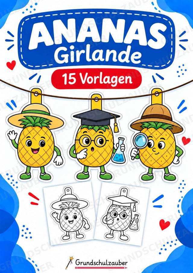Ananas Girlande Fensterdeko Basteln Ausmalbild Ausschneiden 15 Vorlagen – Cover