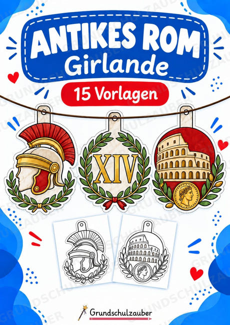 Antikes Rom Girlande Fensterdeko Basteln Ausmalbild Ausschneiden 15 Vorlagen – Cover