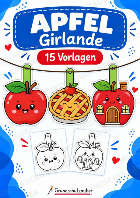 Apfel Girlande Fensterdeko Basteln Ausmalbild Ausschneiden 15 Vorlagen – Cover