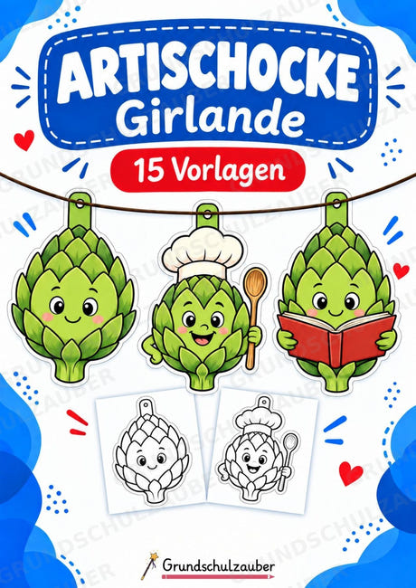 Artischocke Girlande Fensterdeko Basteln Ausmalbild Ausschneiden 15 Vorlagen – Cover