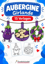 Aubergine Girlande Fensterdeko Basteln Ausmalbild Ausschneiden 15 Vorlagen – Cover