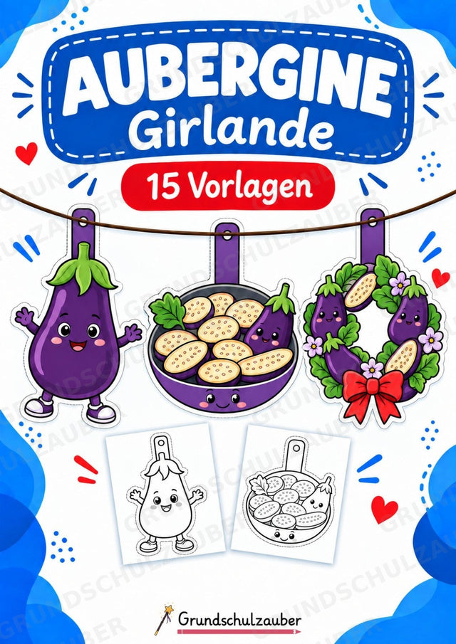 Aubergine Girlande Fensterdeko Basteln Ausmalbild Ausschneiden 15 Vorlagen – Cover