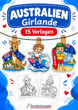 Australien Girlande Fensterdeko Basteln Ausmalbild Ausschneiden 15 Vorlagen – Cover