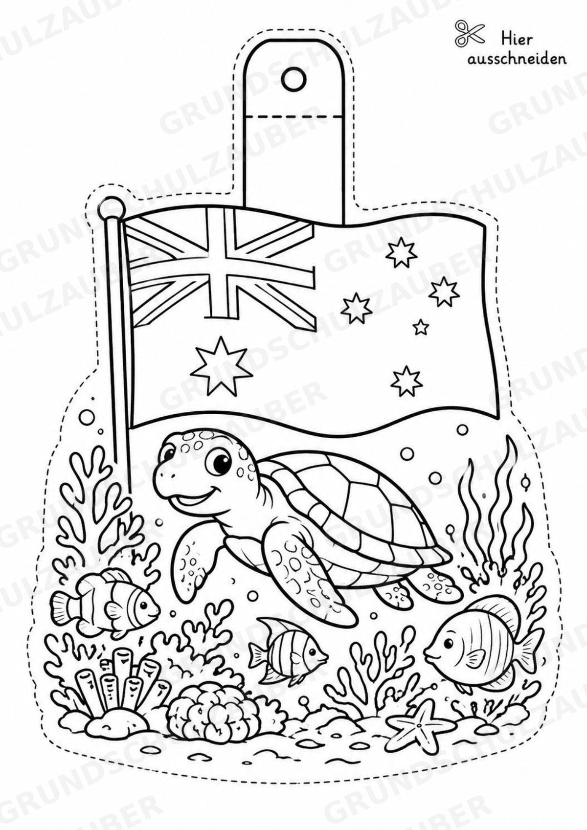 Australien Girlande Fensterdeko Basteln Ausmalbild Ausschneiden 15 Vorlagen – Materialseite 4