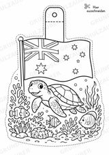 Australien Girlande Fensterdeko Basteln Ausmalbild Ausschneiden 15 Vorlagen – Materialseite 4