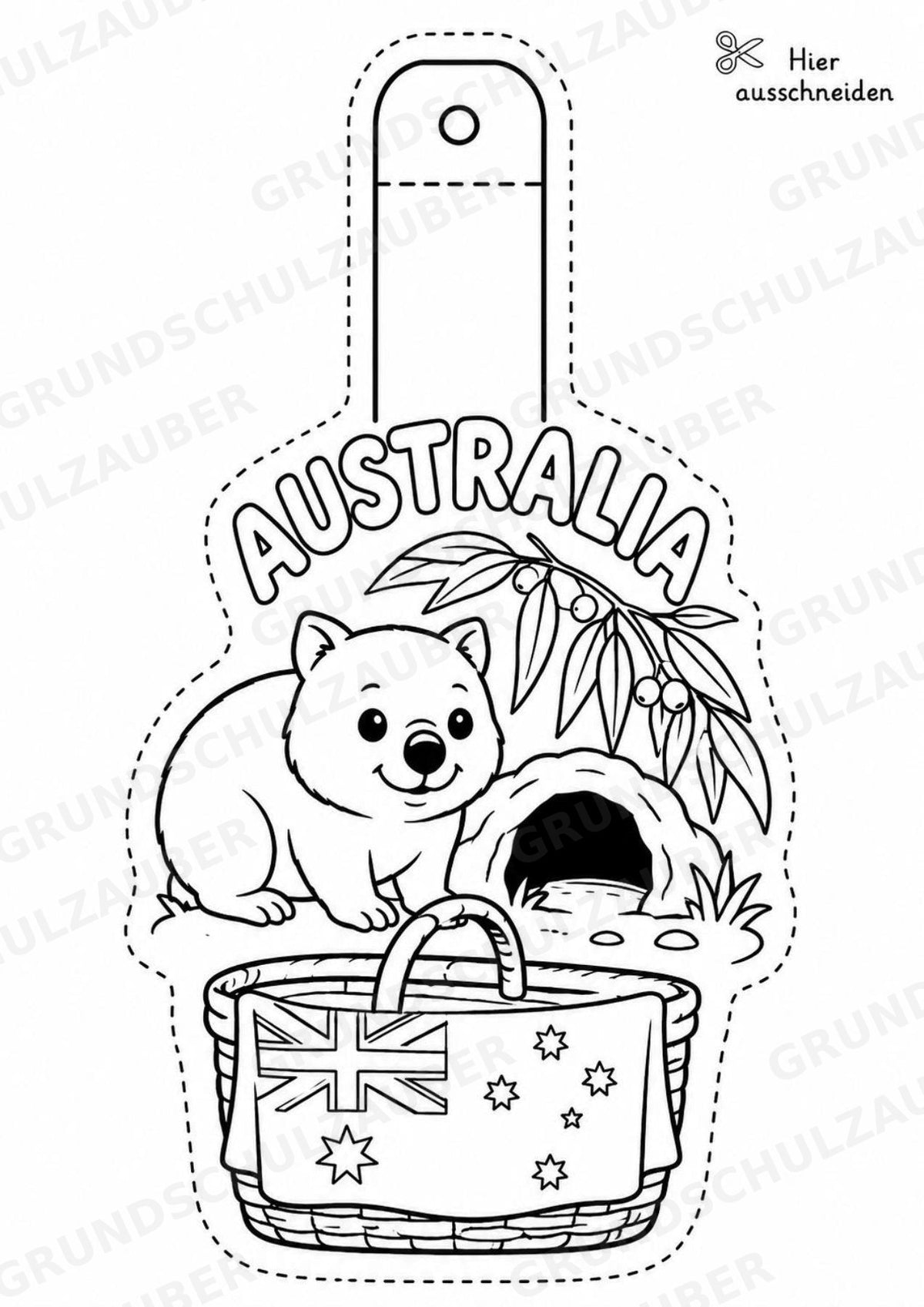 Australien Girlande Fensterdeko Basteln Ausmalbild Ausschneiden 15 Vorlagen – Materialseite 15