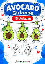 Avocado Girlande Fensterdeko Basteln Ausmalbild Ausschneiden 15 Vorlagen – Cover