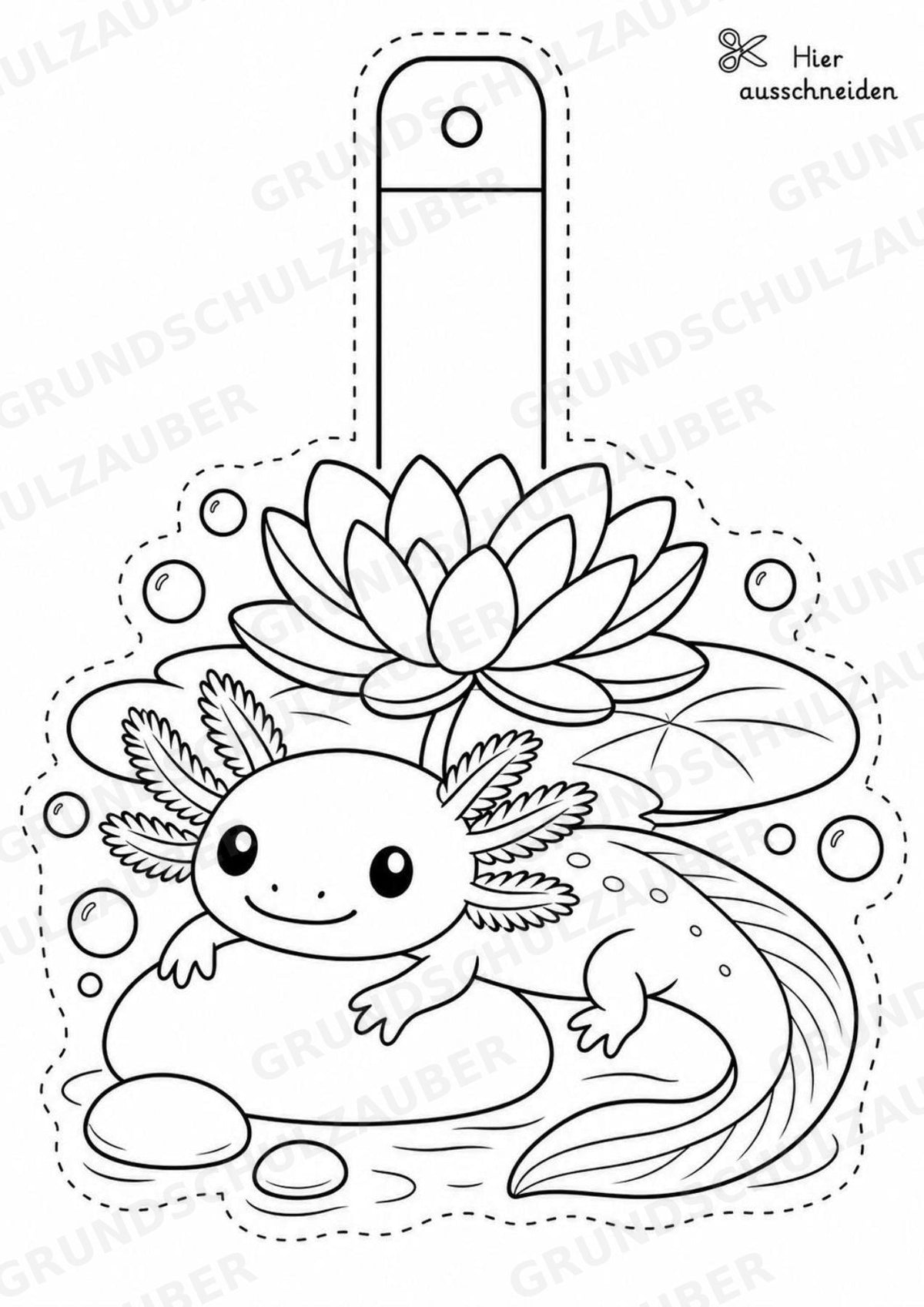Axolotl Girlande Fensterdeko Basteln Ausmalbild Ausschneiden 15 Vorlagen – Materialseite 3