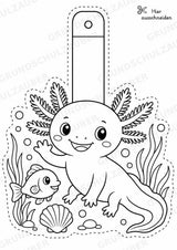 Axolotl Girlande Fensterdeko Basteln Ausmalbild Ausschneiden 15 Vorlagen – Materialseite 4