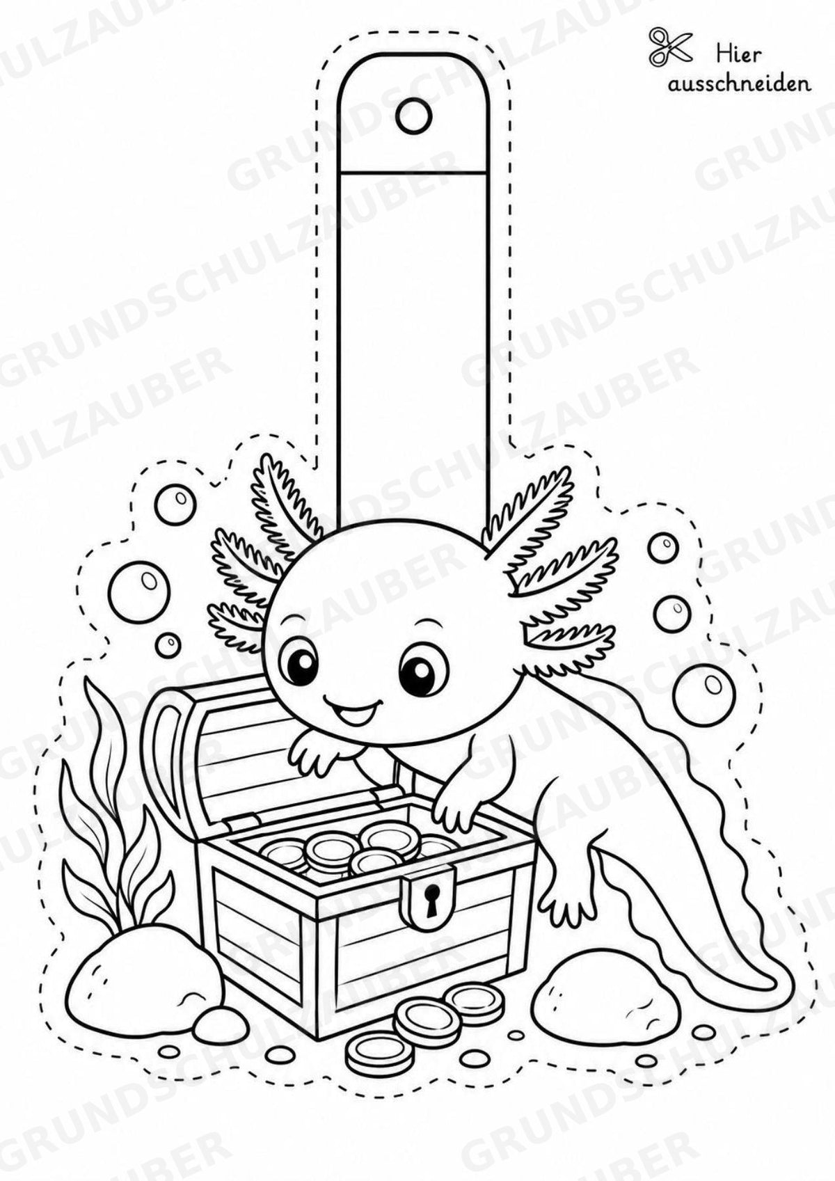 Axolotl Girlande Fensterdeko Basteln Ausmalbild Ausschneiden 15 Vorlagen – Materialseite 5