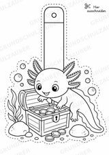 Axolotl Girlande Fensterdeko Basteln Ausmalbild Ausschneiden 15 Vorlagen – Materialseite 5