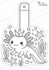 Axolotl Girlande Fensterdeko Basteln Ausmalbild Ausschneiden 15 Vorlagen – Materialseite 6
