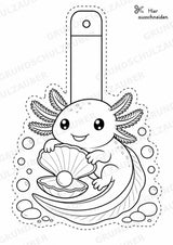 Axolotl Girlande Fensterdeko Basteln Ausmalbild Ausschneiden 15 Vorlagen – Materialseite 7