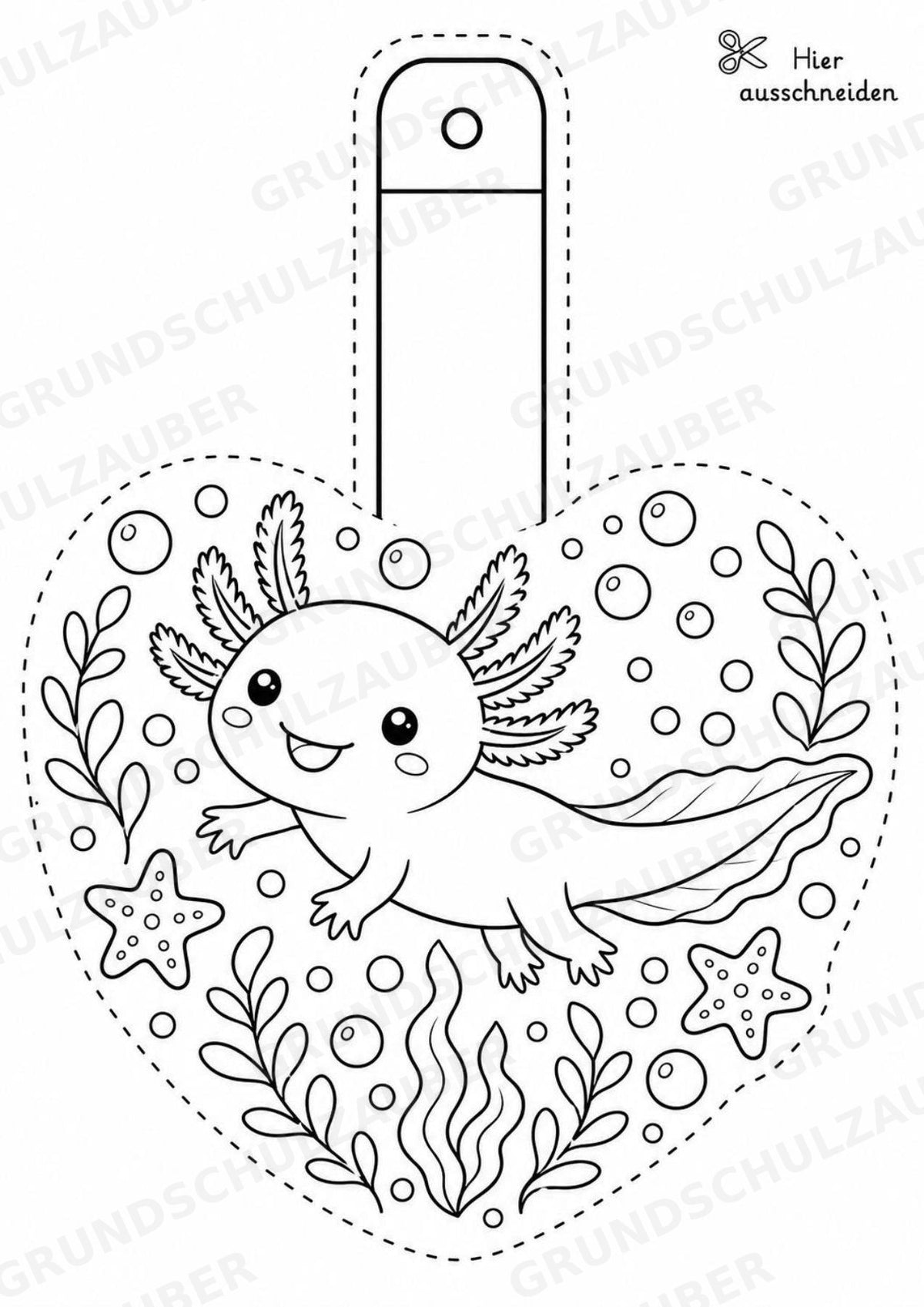 Axolotl Girlande Fensterdeko Basteln Ausmalbild Ausschneiden 15 Vorlagen – Materialseite 9