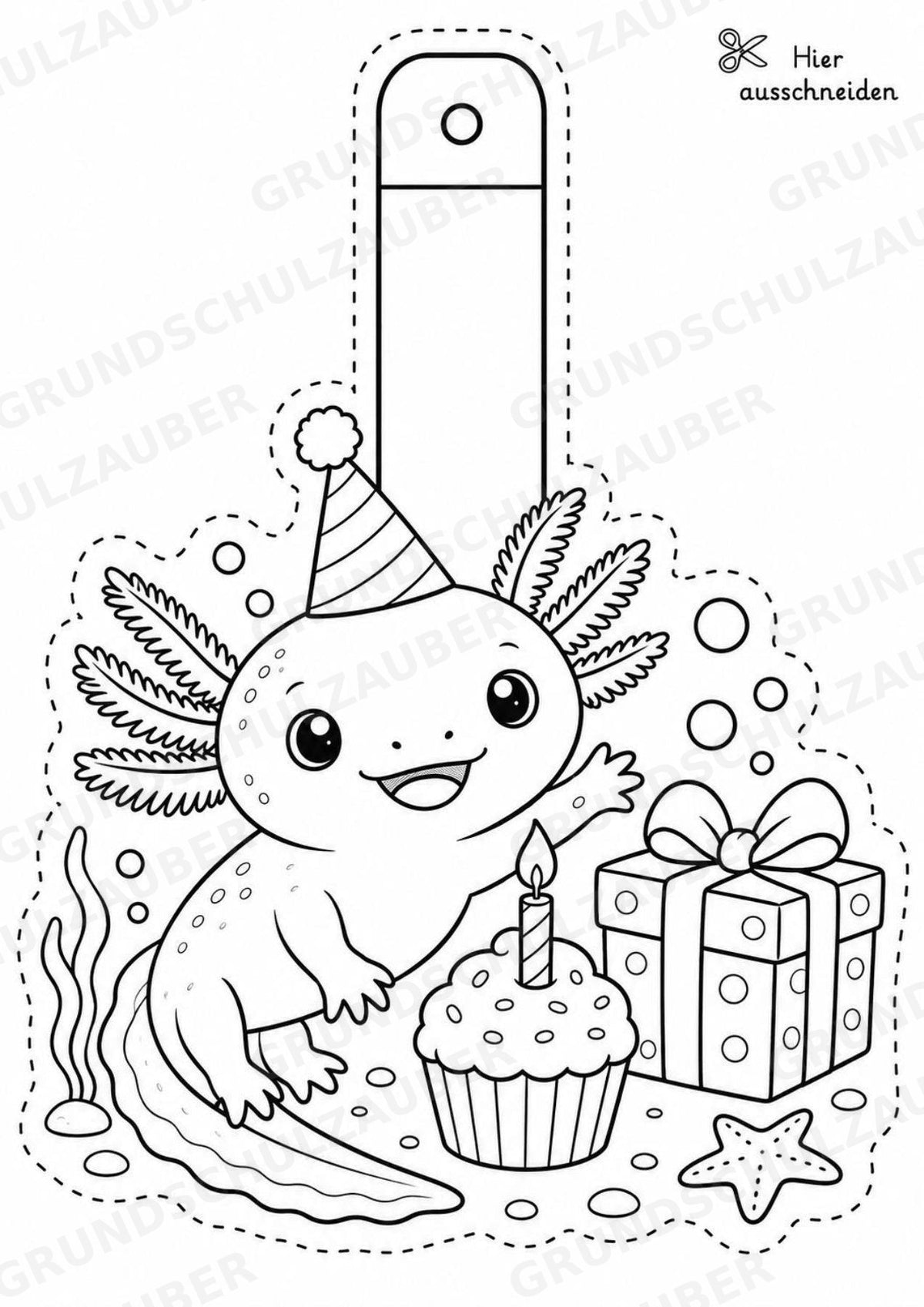 Axolotl Girlande Fensterdeko Basteln Ausmalbild Ausschneiden 15 Vorlagen – Materialseite 10