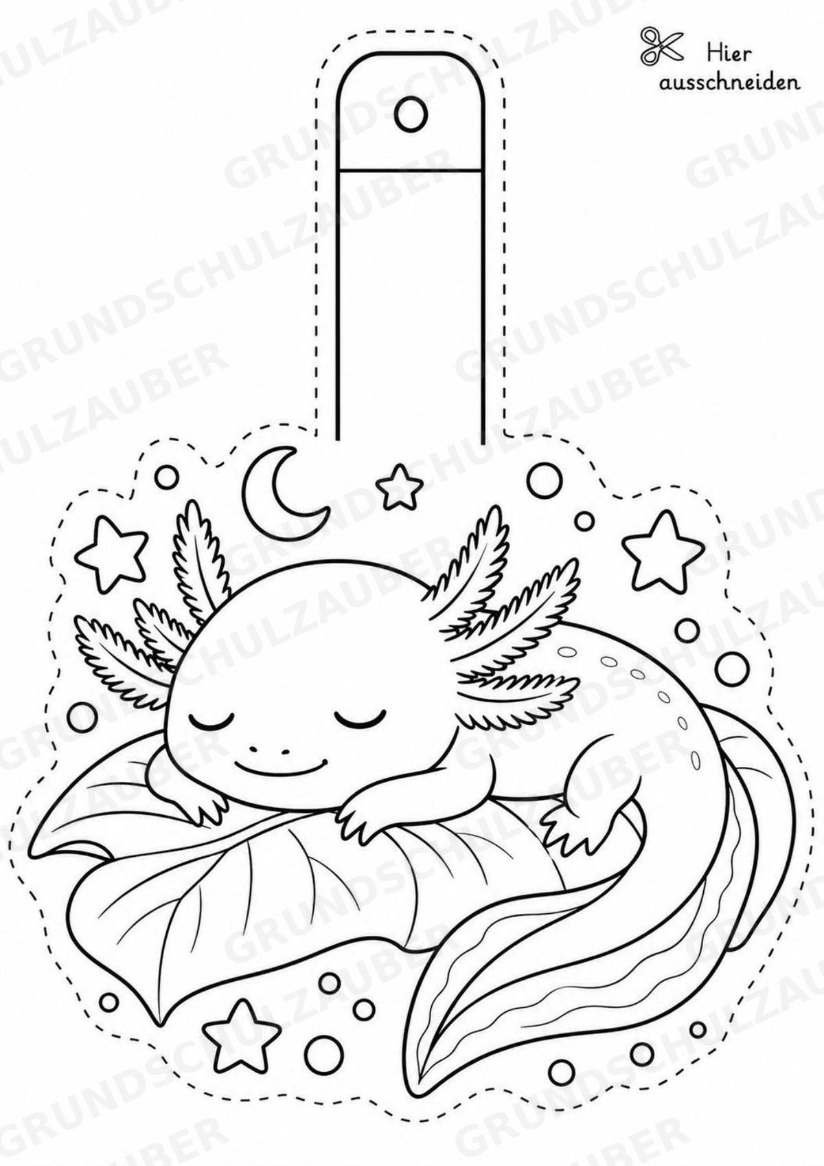 Axolotl Girlande Fensterdeko Basteln Ausmalbild Ausschneiden 15 Vorlagen – Materialseite 12