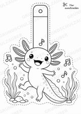 Axolotl Girlande Fensterdeko Basteln Ausmalbild Ausschneiden 15 Vorlagen – Materialseite 14
