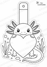 Axolotl Girlande Fensterdeko Basteln Ausmalbild Ausschneiden 15 Vorlagen – Materialseite 15