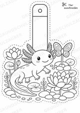 Axolotl Girlande Fensterdeko Basteln Ausmalbild Ausschneiden 15 Vorlagen – Materialseite 16