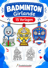 Badminton Girlande Fensterdeko Basteln Ausmalbild Ausschneiden 15 Vorlagen – Cover