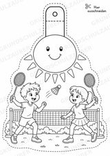 Badminton Girlande Fensterdeko Basteln Ausmalbild Ausschneiden 15 Vorlagen – Materialseite 5