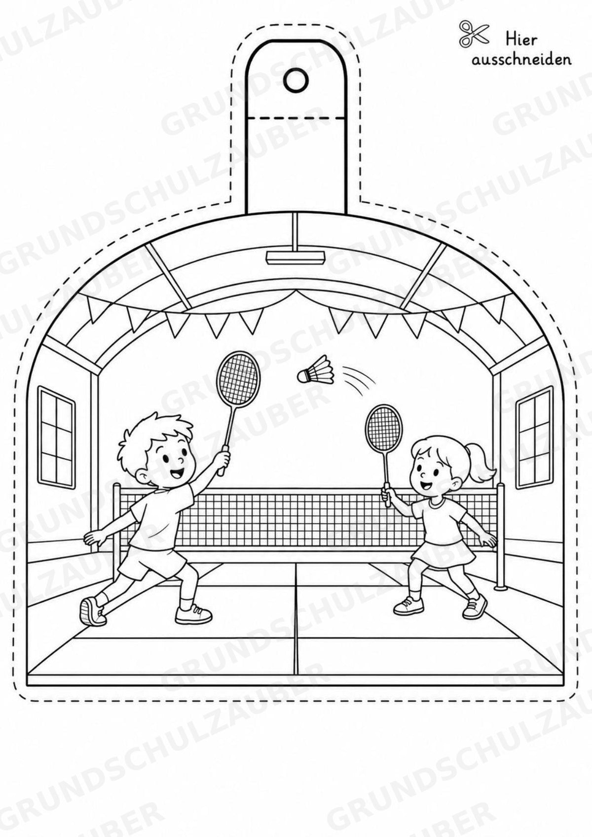 Badminton Girlande Fensterdeko Basteln Ausmalbild Ausschneiden 15 Vorlagen – Materialseite 10